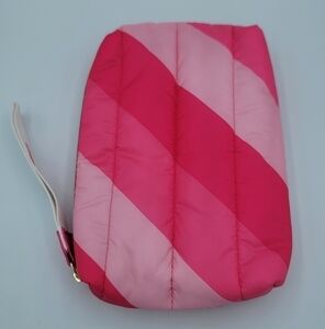 Estee Lauder Pink Stripe Puffy Cosmetic Case Clutch Wristlet #1275